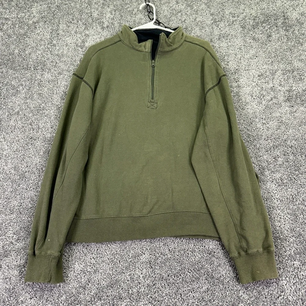 Canyon Creek Sweatshirt Mens XL Green Fleece 1/4 Zip Mock Neck Pullover Casual